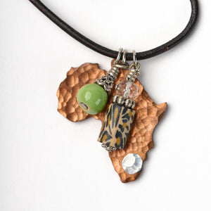 Hammered Africa Necklace on Leather