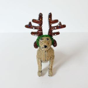 Beaded Dog with Antlers