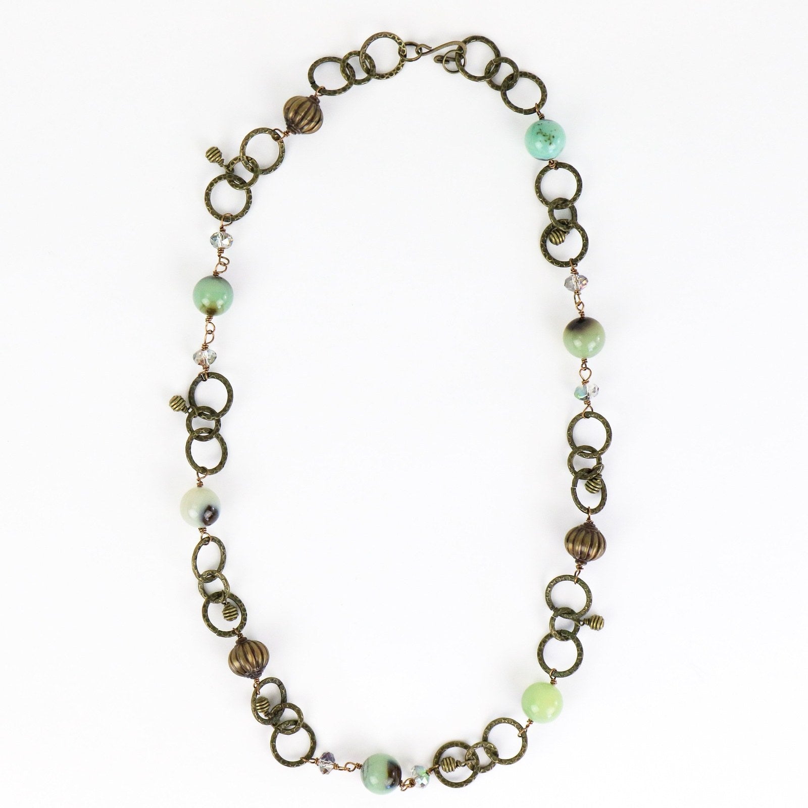 Green Single Strand Brass Necklace - Khutsala™ Artisans