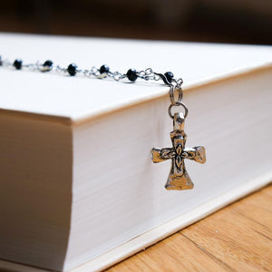 Black Rosary Cross Necklace - Khutsala™ Artisans