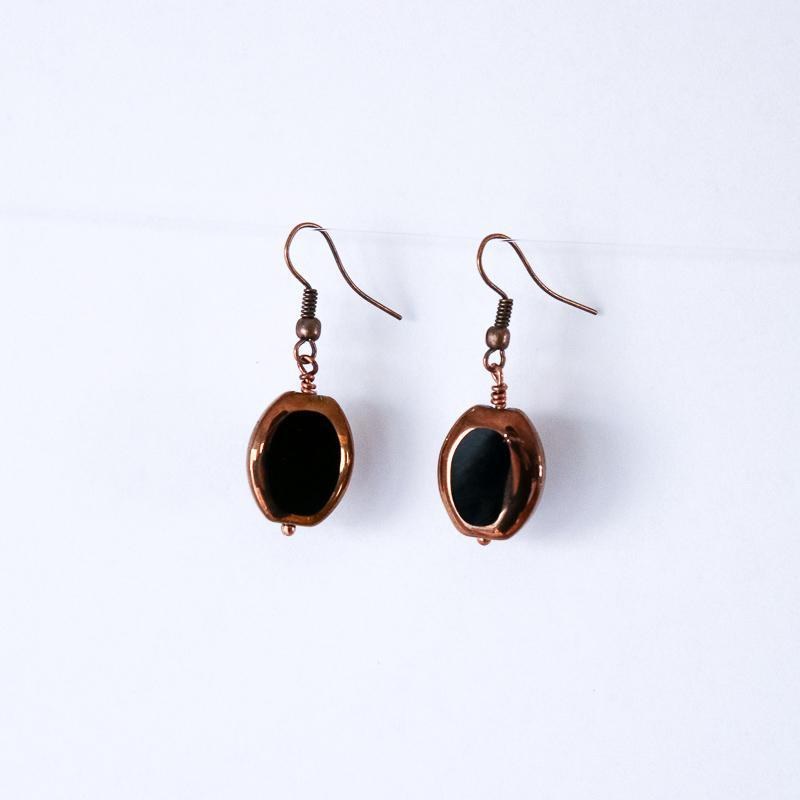 Black Soldered Oval Earrings - Khutsala™ Artisans