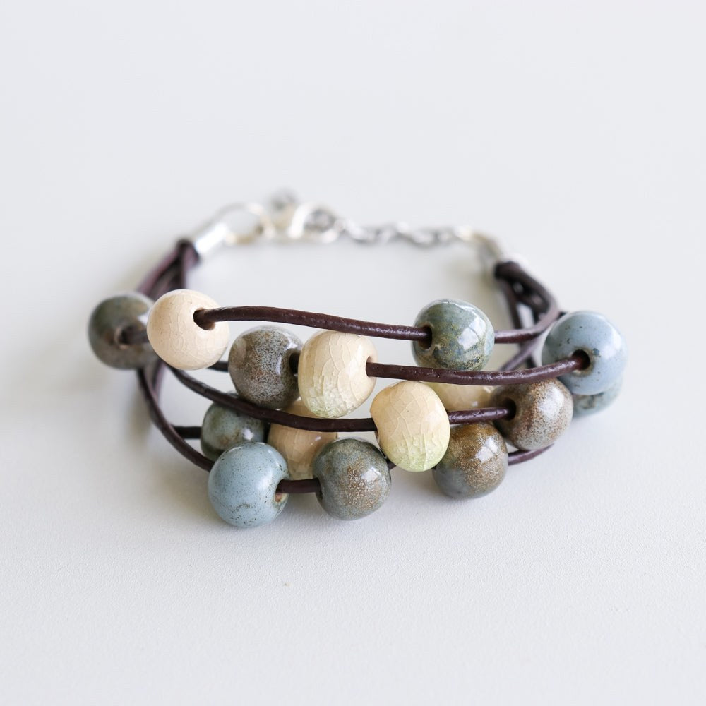 SwaziMUD™ Leather Cluster Bracelet - Khutsala™ Artisans