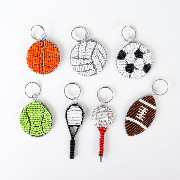 PH PandaHall 100pcs 5 Style Sports Bead Keychain Kit, Acrylic Basketball  Football Tennis Volleyball Beads with Jump Rings Tassels Lobster Claw  Clasps