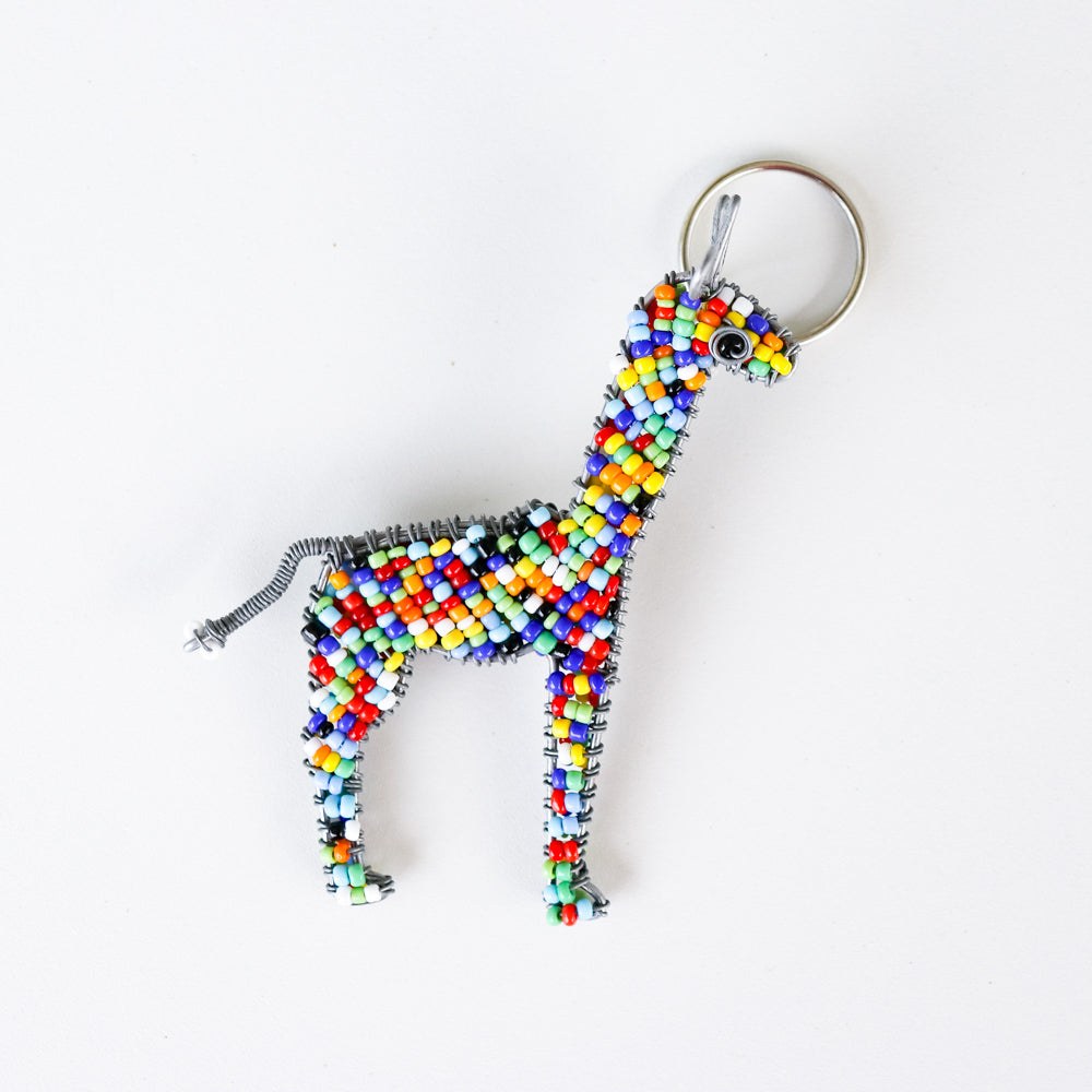 Khutsala™ Artisans African Beaded Animal Keychains | Fair Trade and Handmade Keychains Giraffe