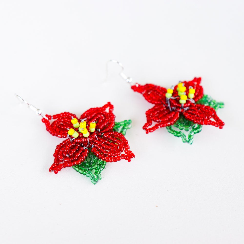 Poinsettia Earrings - Khutsala™ Artisans