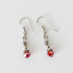Red Crystal Drop Earrings - Khutsala™ Artisans