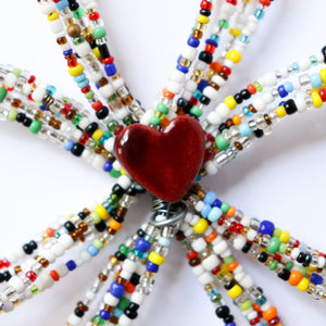 Beaded Wall Cross w/ Heart - Khutsala™ Artisans