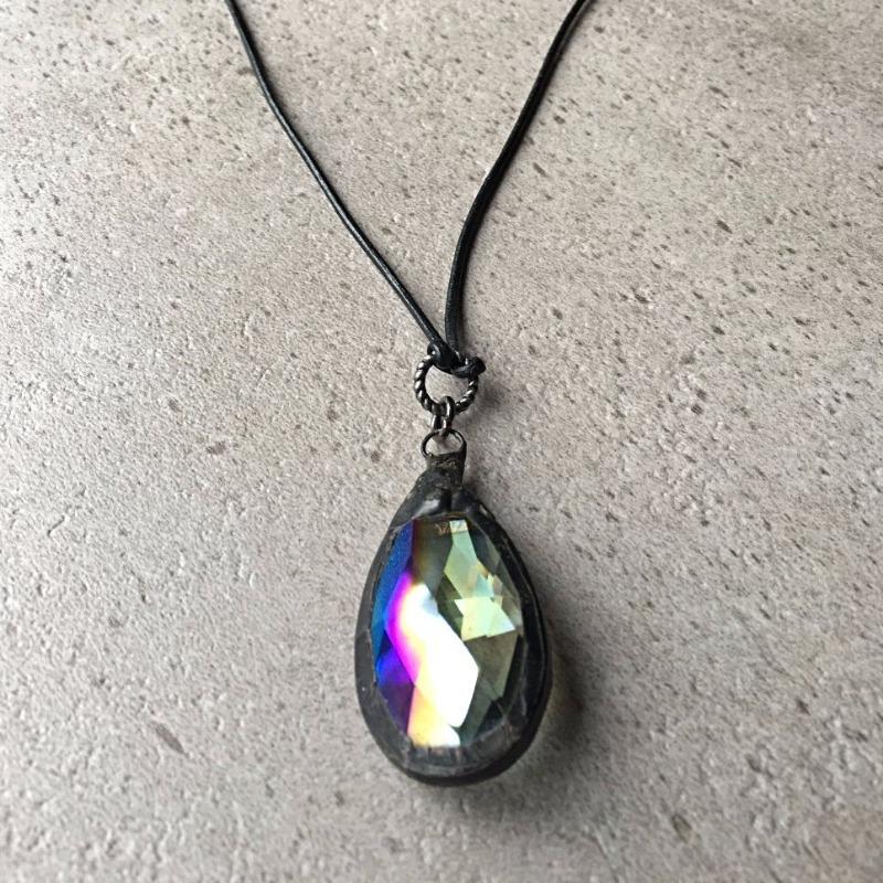 Soldered Crystal on Leather Necklace - Khutsala™ Artisans